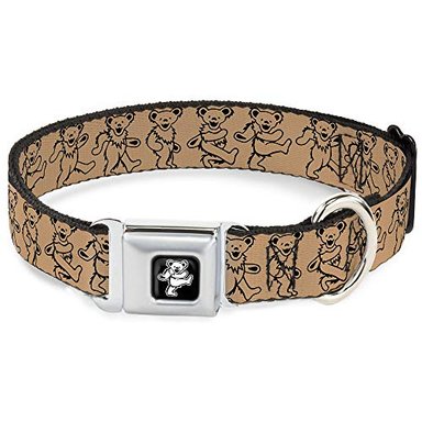 COLLAR BUCKLE-DOWN SEATBELT BUCKLE DOG - DANCING BEARS TAN/BLACK
