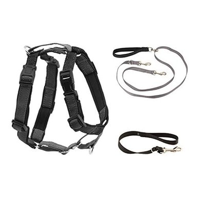 PETSAFE 3 IN 1 DOG HARNESS WITH TWO POINT CONTROL LEASH - FRONT D-RING HELPS STOP PULLING - DOUBLE-ENDED DOG LEASH REDIR