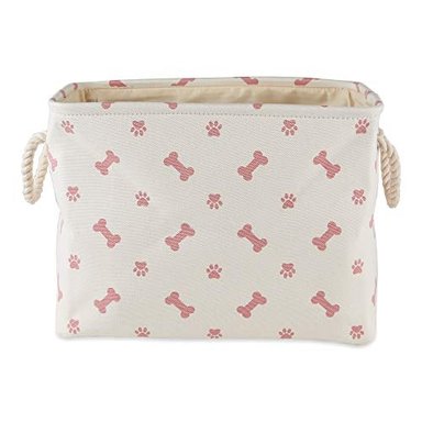ACCESORIO PERRO BONE DRY PET STORAGE COLLECTION IMPRESIÓN PATA HUESO RECTANGULAR MEDIANO 16 X 10 X 12' ROSA