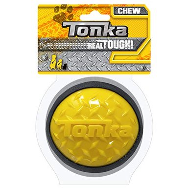 TONKA DIAMOND CLAD BALL DOG TOY LIGHTWEIGHT DURABLE AND WATER RESISTANT 4 INCHES FOR MEDIUM/LARGE BREEDS SINGLE UNIT YEL