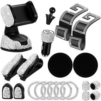 ACCESORIOS DE COCHE PARA MUJER JUEGO DE ACCESORIOS DE COCHE CON BRILLANTES SOPORTE DE SOPORTE PARA TELÉFONO DE COCHE
