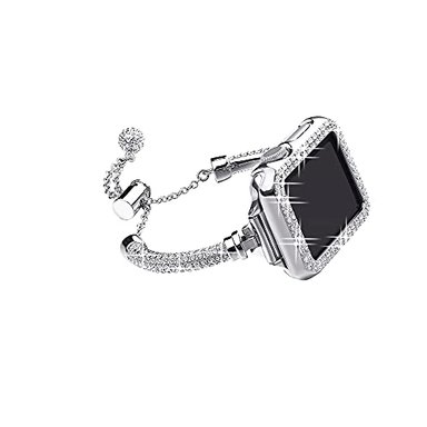 SECBOLT - CORREA Y FUNDA BRILLANTE COMPATIBLE CON APPLE WATCH BAND DE 1.50' 1.57' 1.61' 1.65 PUL