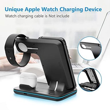 WAITIEE - CARGADOR INALÁMBRICO 3 EN 1 ESTACIÓN DE CARGA RÁPIDA DE 15 W PARA APPLE IWATCH SE/6/5/4/3/2/1 AIRPODS - 3