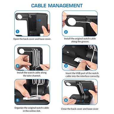 WAITIEE - CARGADOR INALÁMBRICO 3 EN 1 ESTACIÓN DE CARGA RÁPIDA DE 15 W PARA APPLE IWATCH SE/6/5/4/3/2/1 AIRPODS - 4