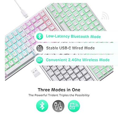 TECLADO RK ROYAL KLUDGE 802933041 COLOR BLANCO WIRELESS BLUETOOTH LIGHTING - 3