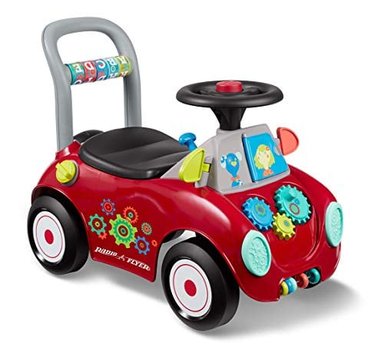 RADIO FLYER BUSY BUGGY SENTARSE PARA ESTAR DE PIE JUGUETE PARA NIÑOS PEQUEÑOS DE 1 A 3 AÑOS ROJO