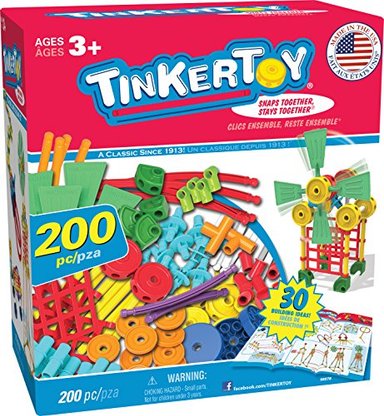 JUEGO DE CONSTRUCCIÓN TINKERTOY MODELO 30 200 PIEZAS. JUGUETE EDUCATIVO PARA PRESCOLAR EDAD 3+