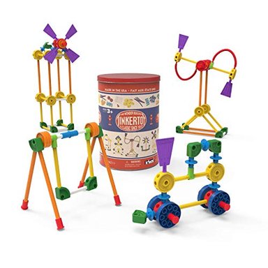 K'NEX TINKERTOY - LATA DE CONSTRUCCIÓN RETRO - 100 PIEZAS - LATA COLECCIONABLE - A PARTIR DE 3 AÑOS