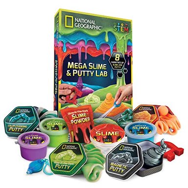 NATIONAL GEOGRAPHIC MEGA SLIME Y PUTTY LAB – 4 TIPOS DE INCREÍBLES JUGUETES SLIME