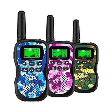 HUAKER WALKIE TALKIES PARA NIÑOS PAQUETE DE 3 UNIDADES DE 22 CANALES DE RADIO DE 2 VÍAS CON LINTERNA