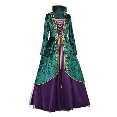 DISFRAZ COSPLAYDIY MULTICOLOR BRUJA VESTIDO TERCIOPELO MEDIEVAL ADULTO TALLA GRANDE