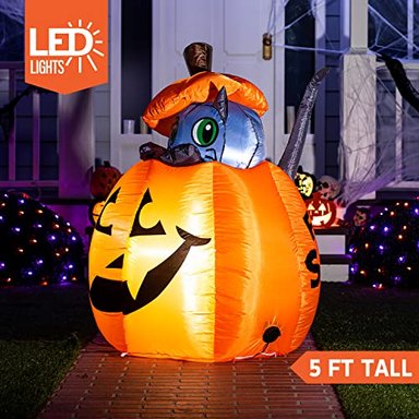 DECORACION INFLABLE JOIEDOMI  DE HALLOWEEN DE 5 PIES DE ALTO CON DISEÑO DE GATO ANIMADO - 2