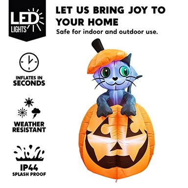 DECORACION INFLABLE JOIEDOMI  DE HALLOWEEN DE 5 PIES DE ALTO CON DISEÑO DE GATO ANIMADO - 3