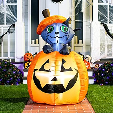 DECORACION INFLABLE JOIEDOMI  DE HALLOWEEN DE 5 PIES DE ALTO CON DISEÑO DE GATO ANIMADO - 4
