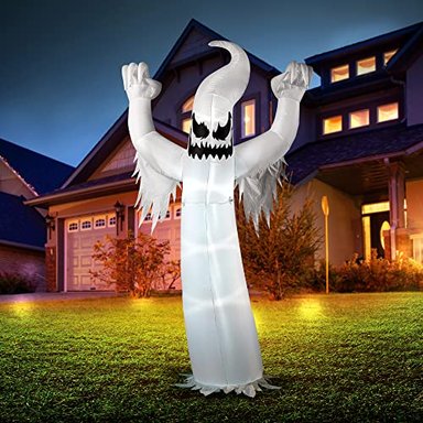 DECORACION INFLABLE JOIEDOMI DE HALLOWEEN DE 12 PIES DE ALTO FANTASMA ESPELUZNANTE INFLABLE PARA PATIO CON LED INTEGRADOS - 3