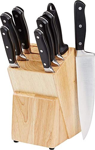 JUEGO DE CUCHILLOS DE COCINA DE ACERO INOXIDABLE AMAZON BASICS EN NEGRO