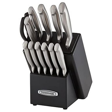 JUEGO DE CUCHILLOS DE COCINA DE ACERO INOXIDABLE FARBERWARE EN NEGRO/PLATA