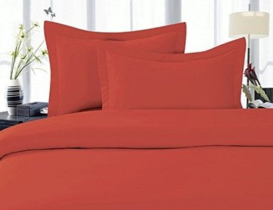 JUEGO DE SABANAS ELEGANT COMFORT DE ALGODÓN DE 1500 HILOS EN TALLA QUEEN NARANJA