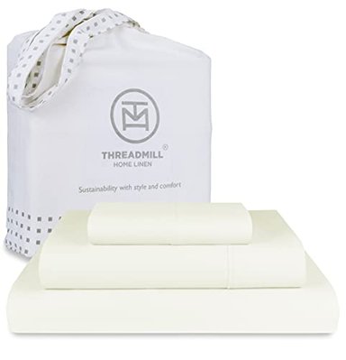 JUEGO DE SABANAS THREADMILL DE ALGODÓN DE 600 HILOS EN TALLA GEMELO MARFIL
