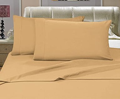 JUEGO DE SABANAS CELINE LINEN DE MICROFIBRA DE 1800 HILOS EN TALLA CALIFORNIA KING DORADO