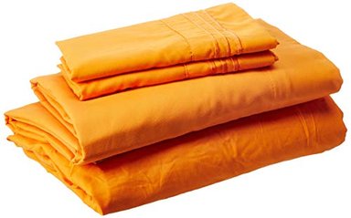 JUEGO DE SABANAS CELINE LINEN DE MICROFIBRA DE 1800 HILOS EN TALLA CALIFORNIA KING NARANJA