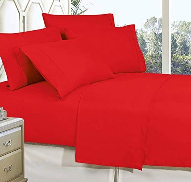 JUEGO DE SABANAS CELINE LINEN DE MICROFIBRA DE 1800 HILOS EN TALLA QUEEN ROJO