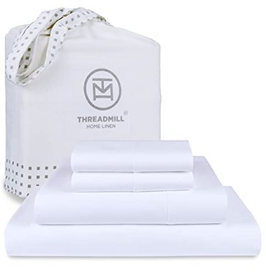 SET SÁBANAS THREADMILL QUEEN ALGODÓN BLANCO 1200 HILOS