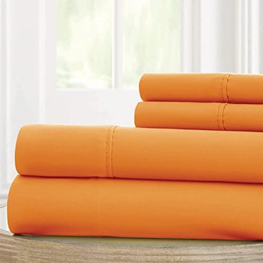 SET SÁBANAS MODERN THREADS QUEEN MICROFIBRA NARANJA 1800 HILOS