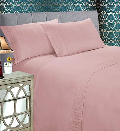 JUEGO DE SABANAS ELEGANT COMFORT DE MICROFIBRA DE 1500 HILOS EN TALLA COMPLETO ROSADO