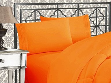 SET SÁBANAS ELEGANT COMFORT QUEEN MICROFIBRA NARANJA 1500 HILOS