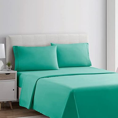 JUEGO DE SABANAS CLARA CLARK DE MICROFIBRA DE 1800 HILOS EN TALLA GEMELO VERDE