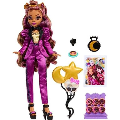 MONSTER HIGH MUÑECA DE LOBO CLAWDEEN EN MONSTER BALL PARTY FASHION CON ACCESORIOS TEMÁTICOS