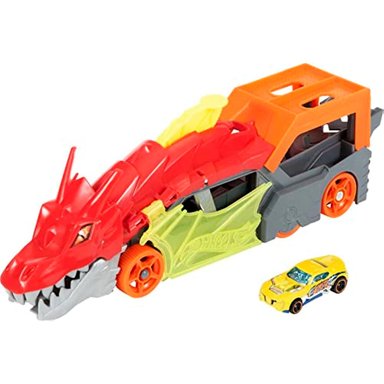 PISTA HOT WHEELS JUEGO DE CITY DRAGON LAUNCH TRANSPORTER Y COCHE A ESCALA 1:64