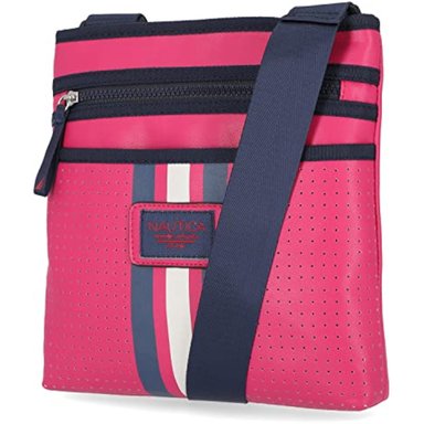 BOLSO NAUTICA CUERO ROSADO CRUZADO MUJER