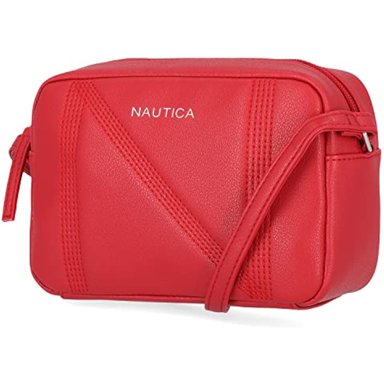 BOLSO NAUTICA CUERO ROJO CRUZADO MUJER