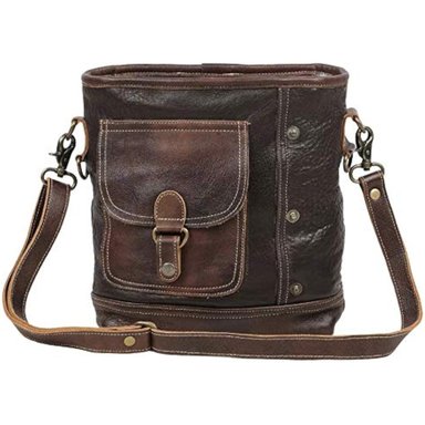 BOLSO MYRA BAG CUERO MARRÓN DE HOMBRO MUJER