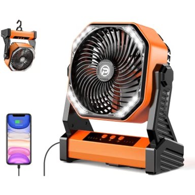 ADDACC VENTILADOR CON BATERÍA DE 20000 MAH VENTILADOR DE CAMPAMENTO PORTÁTIL CON LUZ Y GANCHO