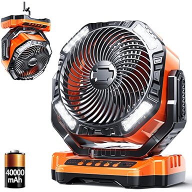 VENTILADOR LED DE CAMPAMENTO CON LUZ, 20000 MAH RECARGABLE CON BATERÍA
