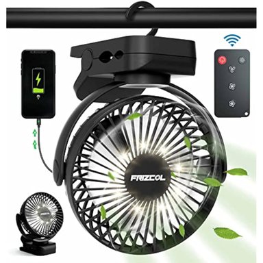 VENTILADOR PORTÁTIL CON CLIP DE CAMPAMENTO CON LUCES LED Y GANCHO