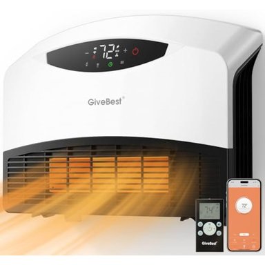 GIVEBEST CALENTADOR ELÉCTRICO DE PARED CON WIFI Y CONTROL REMOTO CALENTADOR MONTADO EN EL SUELO O PARED