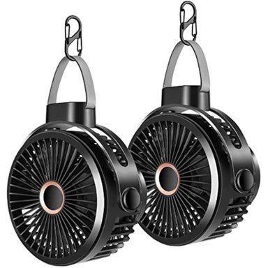 ODOLAND PAQUETE DE 2 VENTILADORES RECARGABLES DE 10000 MAH CON GANCHO PARA COLGAR