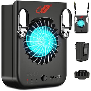 GOBRILLFUN VENTILADOR DE CLIP DE CINTURA Y VENTILADOR DE CUELLO 2 EN 1