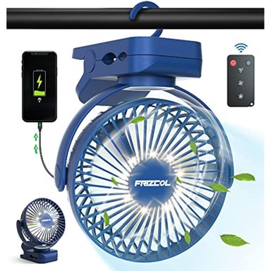 VENTILADOR PORTATIL FRIZCOL ESCRITORIO RECARGABLE LUCES LED GANCHOS