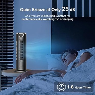 DR. PREPARE VENTILADOR DE TORRE PARA DORMITORIO VENTILADOR SILENCIOSO DE CC SIN ASPAS DE 25 DB CON CONTROL REMOTO - 3