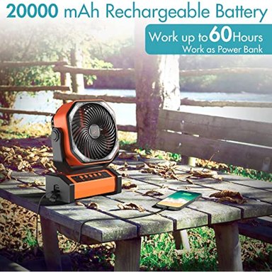 VENTILADOR DE SUELO ADDACC RECARGABLE 20000 MAH CAMPAMENTO BATERÍA LUZ CONTROL REMOTO - 2