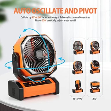 VENTILADOR DE SUELO ADDACC RECARGABLE 20000 MAH CAMPAMENTO BATERÍA LUZ CONTROL REMOTO - 3