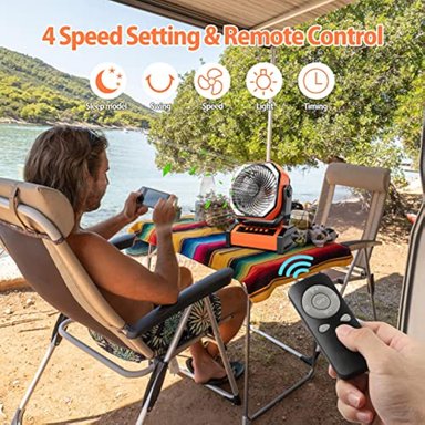 VENTILADOR DE SUELO ADDACC RECARGABLE 20000 MAH CAMPAMENTO BATERÍA LUZ CONTROL REMOTO - 5