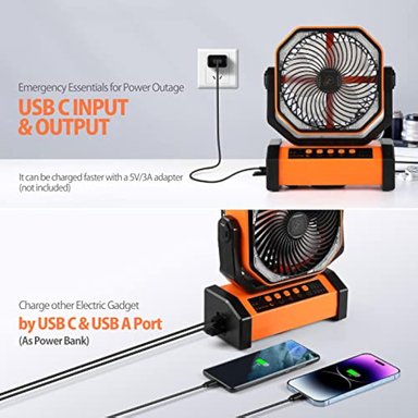 VENTILADOR DE SUELO ADDACC RECARGABLE 20000 MAH CAMPAMENTO BATERÍA LUZ CONTROL REMOTO - 6