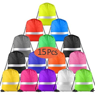 MOCHILA KUUQA MULTICOLOR CON CORDÓN Y TIRA REFLECTANTE CUERDA BOLSA CINCHA A GRANEL