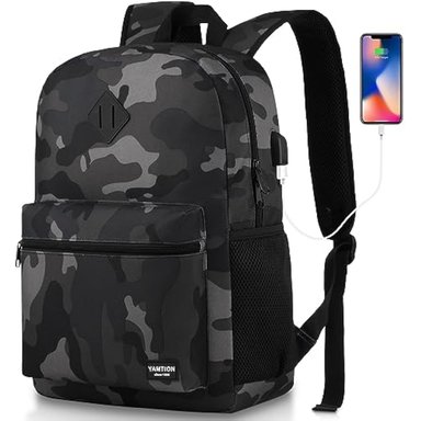 MOCHILA YAMTION MULTICOLOR ESCOLAR CLÁSICA HOMBRES Y ADOLESCENTES CON PUERTO CARGA USB